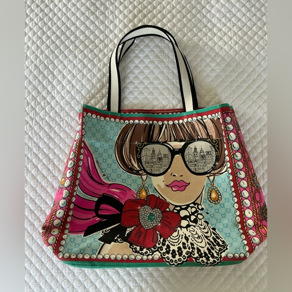 Brighton Blue and Pink Artistic Tote Bag - Picture 8 of 16